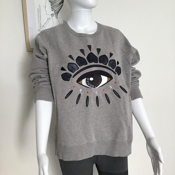 Kenzo Paris winking eye sweatshirt/Grey-taupe/Size S-M - Picture 4 of 10